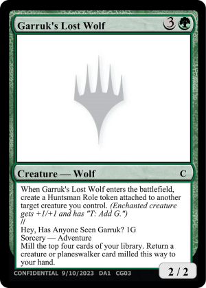 17879408-2e40-4658-8dd3-dab6e98528aa Garruk's Lost Wolf // Hey, Has Anyone Seen Garruk?