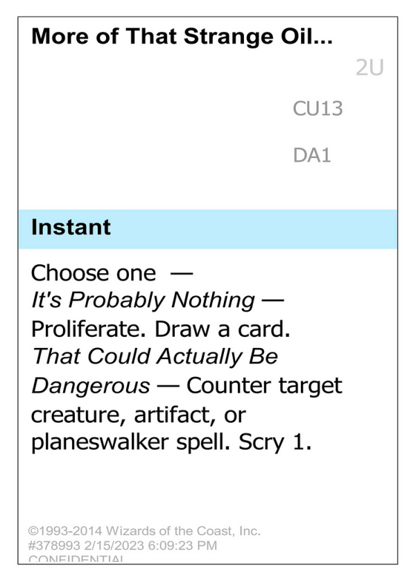 More of That Strange Oil...